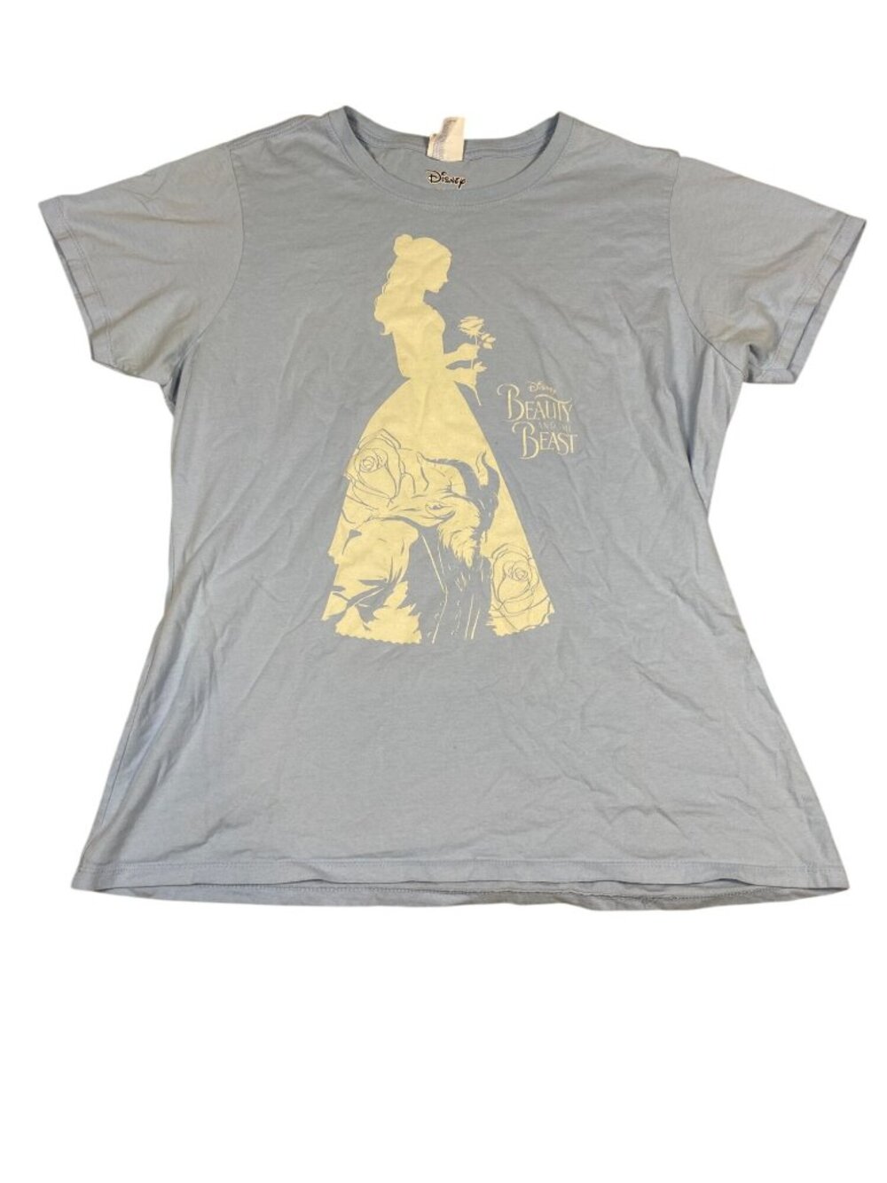 Disney Beauty & The Beast Ladies XL Light Blue Graphic T-Shirt Cotton Port & Co
